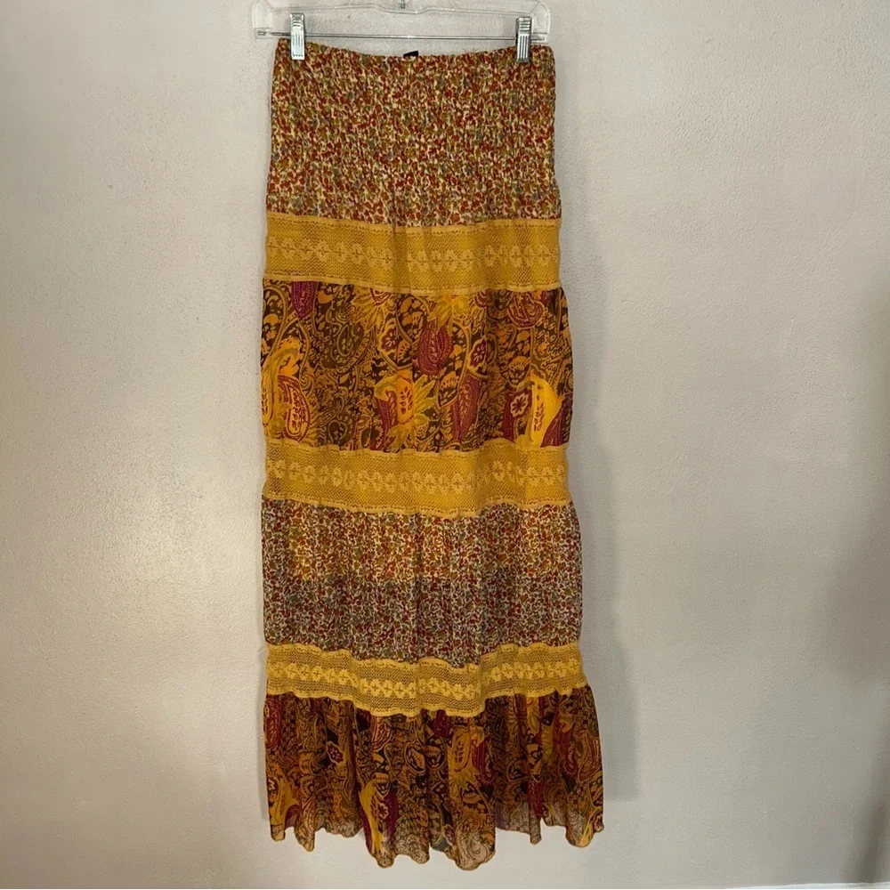 Envy Multicolor boho Floral Maxi strapless dress - Picture 2 of 3